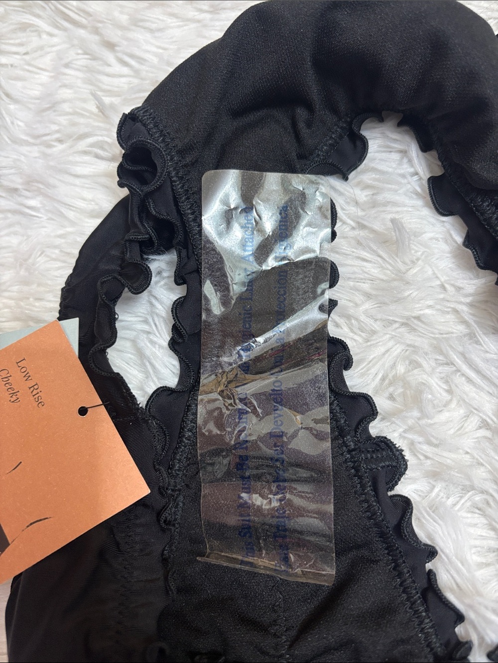 NWT Shade & Shore Black Ruffle Trim Low Rise Cheeky Scrunch Butt Swim Bottoms XS - Picture 7 of 11